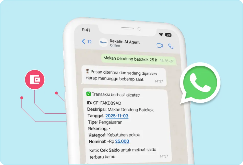 Rekap transaksi harian lewat WhatsApp berbasis AI